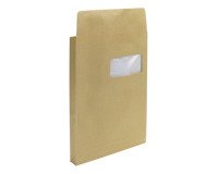 Bolsa con fuelle 3 cm kraft marrón 229 x 324 mm Bruneau 120 g con ventana 50 x 105 mm - Caja de 50