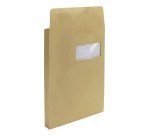 Bruneau - Pochette à soufflet 3 cm kraft brun 229 x 324 mm 120 g avec fenêtre 50 x 105 mm - Boîte de 50