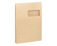 Bolsa con fuelle 3 cm kraft marrón reforzado 229 x 324 mm Bruneau 120 g con ventana 50 x 105 mm - Caja de 50