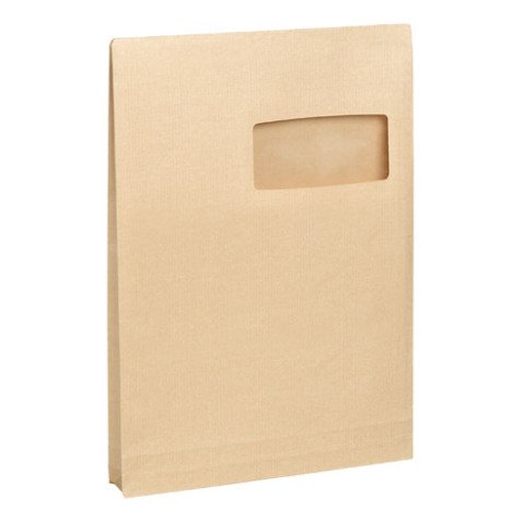 Bolsa con fuelle 3 cm kraft marrón reforzado 229 x 324 mm Bruneau 120 g con ventana 50 x 105 mm - Caja de 50