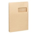 Pochette à soufflets 3 cm kraft brun armé 229 x 324 mm Bruneau 120 g avec fenêtre 50 x 105 mm - Boîte de 50
