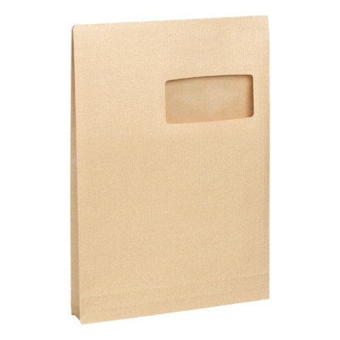 Bolsa con fuelle 3 cm kraft marrón reforzado 229 x 324 mm Bruneau 120 g con ventana 50 x 105 mm - Caja de 50