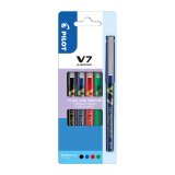 Roller pen Pilot Hi-tecpoint V7 medium writing - sleeve of 4 classic colors 
