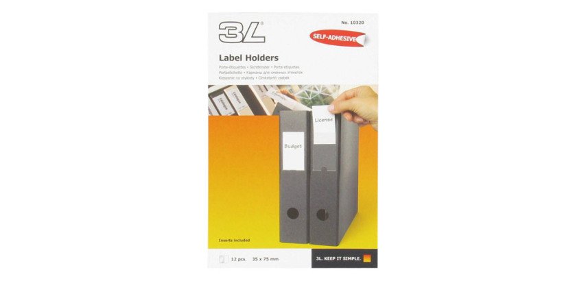 Porte-étiquettes adhésif 75 x 35 mm 3L transparent - Boîte de 120