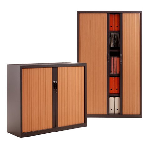 Armario de oficina metálico monobloc Nueva Generación Alt. 105 x An. 102 cm Antracita Puertas persiana Madera 