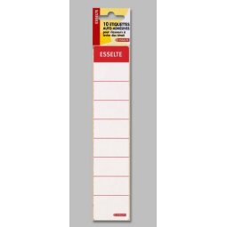 Sack von 10 weißen selbstklebenden Etiketten Format 37 x 190 mm für graue Ordner mit Schließmechanismus