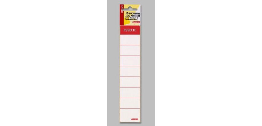 Etiquettes autocollantes pour classeurs dos 5 cm 37 x 190 mm Esselte - Sachet de 10
