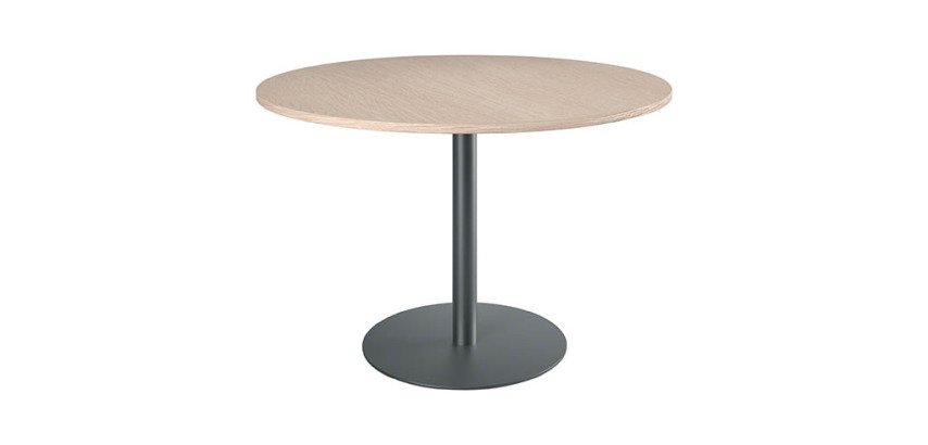 Table ronde 120 cm plateau chêne piètement colonne Essens