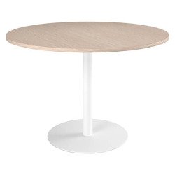 Table ronde 120 cm plateau chêne piètement colonne Essens