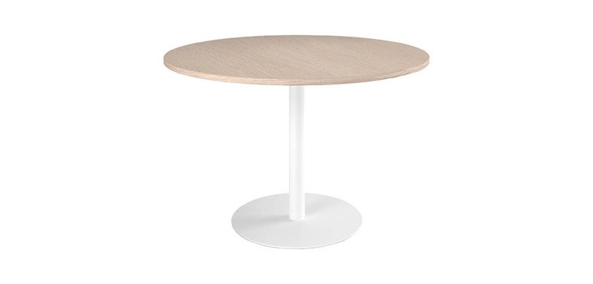 Table ronde 120 cm plateau chêne piètement colonne Essens