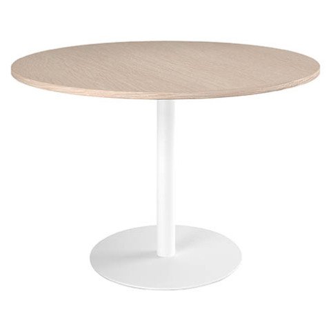 Mesa redonda 120 cm Roble claro - Pata columna Blanco Excellens