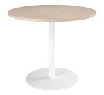 Table ronde 100 cm plateau chêne clair piètement colonne Essens
