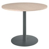Table ronde 100 cm plateau chêne clair piètement colonne Essens