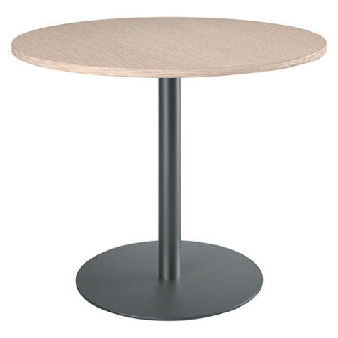 Table ronde 100 cm plateau chêne clair piètement colonne Essens