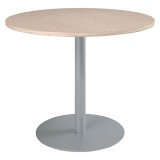 Table ronde 100 cm plateau chêne clair piètement colonne Essens