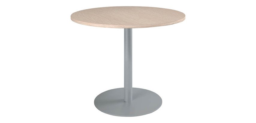Mesa redonda 100 cm Roble claro  - Pata columna metálica Excellens