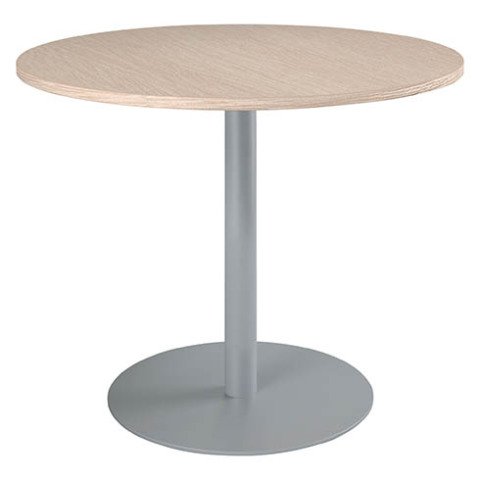 Mesa redonda 100 cm Roble claro - Pata columna metálica Aluminio Excellens