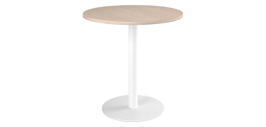 Mesa redonda 80 cm Roble claro  - Pata columna metálica Excellens