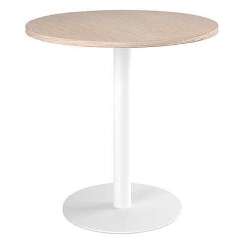 Mesa redonda 80 cm Roble claro - Pata columna metálica Blanca Excellens