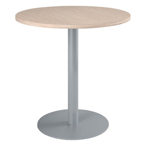 Mesa redonda 80 cm Roble claro - Pata columna metálica Aluminio Excellens