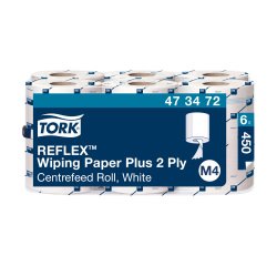 Tork Reflex Carta asciugatutto Plus bianca, M4, SmartCore®, 6 rotoli da 450 strappi