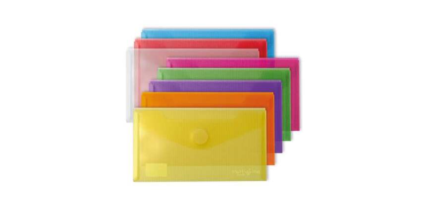 Sobres de Polipropileno cristal Cierre textil adhesivo A5 - Paquete de 10