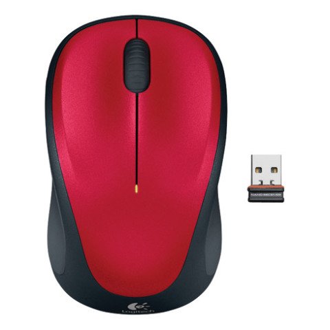 Ratón inalámbrico ambidiestro Logitech M235 rojo