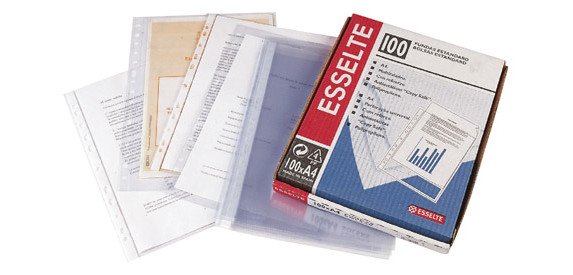 Fundas multitaladro polipropileno rugoso A4, 40 micras Caja de 100