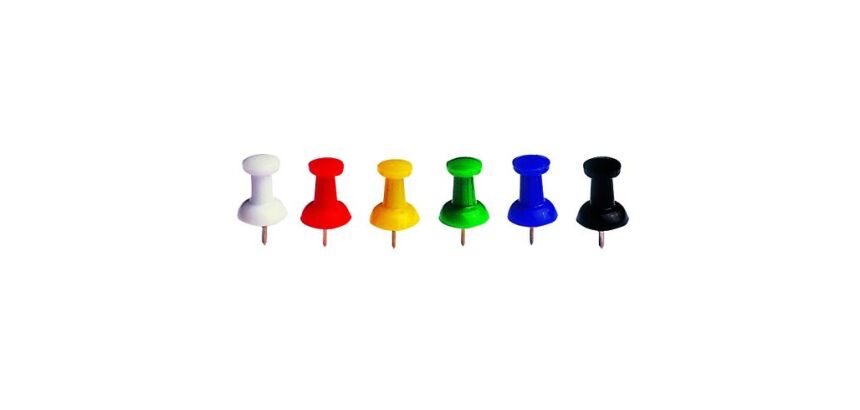 Agujas señalizadoras push pins cabeza peón color surtido - Caja de 25