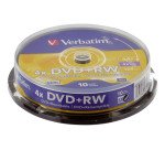 Spindle de 10 DVD+RW Verbatim 4X