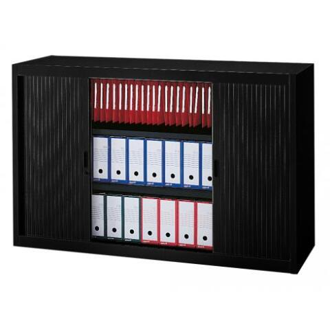 Armario de oficina metálico desmontable Ancho Especial Alt. 100 x An. 160 cm Negro Puerta persiana