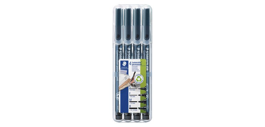 Stylo feutre Staedtler Lumocolor 319 permanent- Étui de 4 pointes assorties