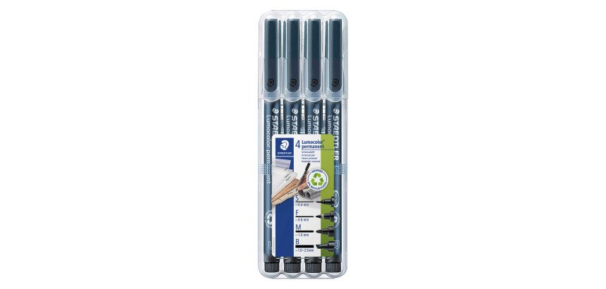 Stylo feutre Staedtler Lumocolor 319 permanent- Étui de 4 pointes assorties