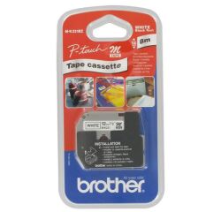 Cinta sin laminar Brother MK 12 mm M-K231 escritura negro sobre blanco