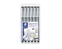 Bolígrafo de punta fina Staedtler Pigment Liner 308, surtido de puntas - Caja de 6