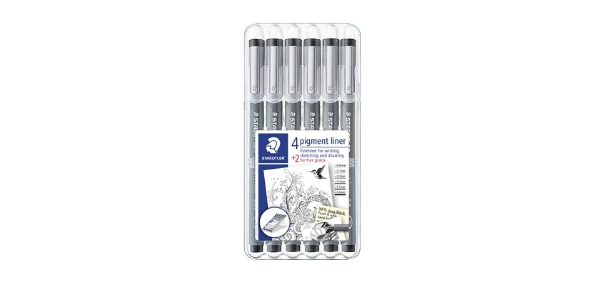 Stylo feutre Staedtler Pigment Liner 308 pointes assorties - Boîte de 6