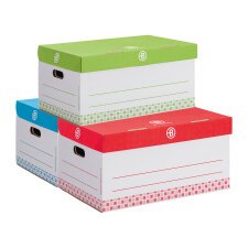 Archive cases cardboard Bruneau H 27 x W 55 x D 36 cm assorted colors