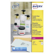 Etiquetas transparentes láser Avery 63,5 x 38,1 mm L7782-25 - paquete de 525