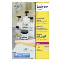 Transparent laser label 63,5 x 38,1 mm Avery L7782-25 - Pack of 525