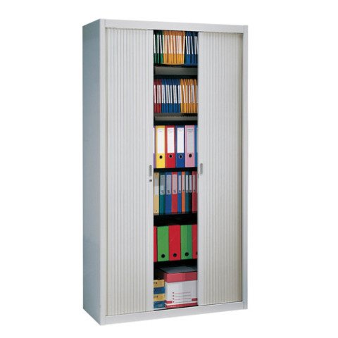 Armario de oficina metálico desmontable Clásico Alt. 220 x An. 120 cm Gris Puertas persiana