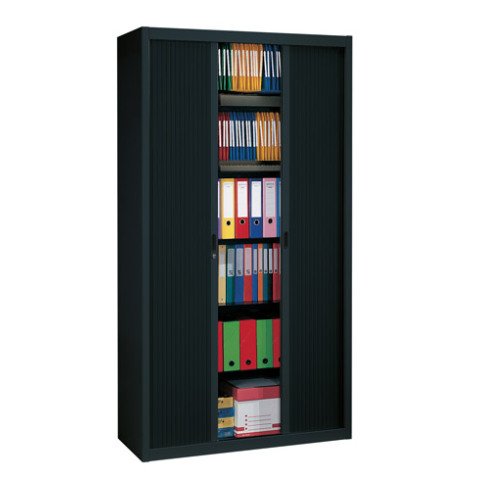 Armario de oficina metálico desmontable Clásico Alt. 220 x An. 120 cm Negro Puertas persiana