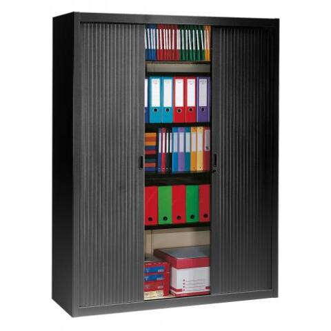 Armario de oficina metálico desmontable Ancho Especial Alt. 200 x An.160 cm Negro Puerta persiana