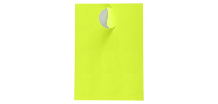 Etiquettes fluo Ø 63,5 mm - Boîte de 1200