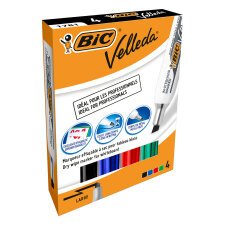 Rotulador de pizarra blanca Bic Velleda 1781 punta biselada - Caja de 4 surtidos