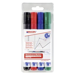 Edding 660, set of 4 whiteboard markers, cone tip, assorted colours