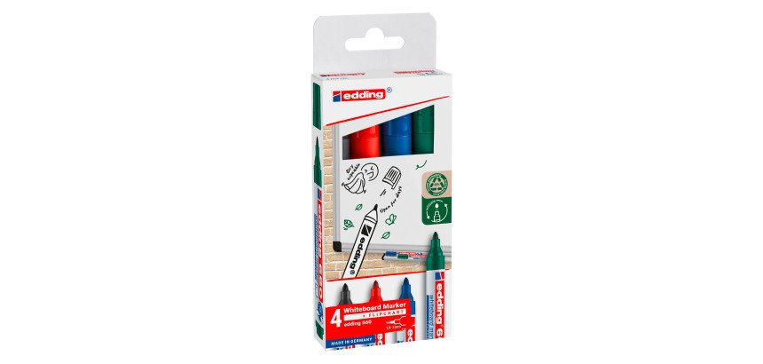 Marqueur effaçable Edding 660 pointe ogive 1,5 à 3 mm - Pochette de 4