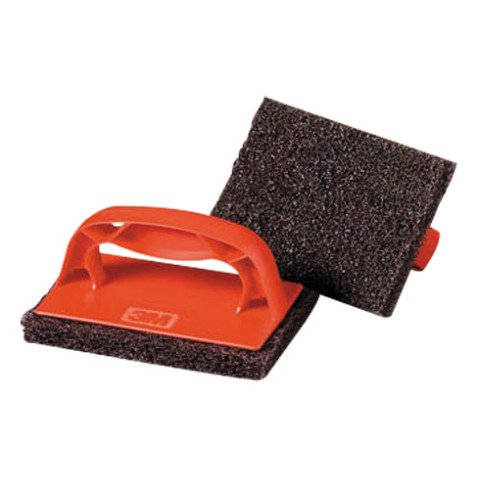 Estropajo con mango 3M rojo Scotch Brite para limpieza de Barbacoas con mango 102 mm x 152 mm