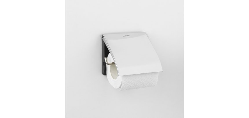 Distributeur papier toilette rouleau métal Brabantia avec couvercle