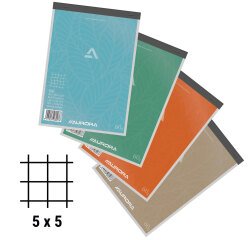 Bloc notes Aurora A5 148 x 210 mm - quadrillé 5 x 5 - 100 feuilles