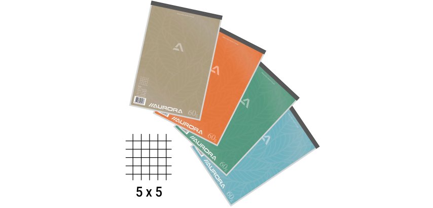 Notablok Aurora A4 210 x 297 mm - geheftet 5 x 5 - 100 Blatt